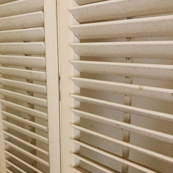Pair Window Shutters 54" H X 18" W  Colonial Wood  Louver Plantation White - Picture 7 of 8